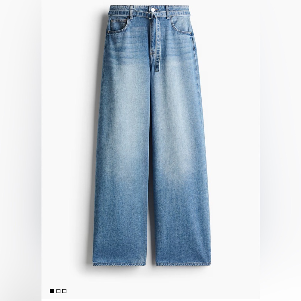 H&M Women’s NWOTHigh Waisted Tie Belt  Wide Leg Jeans